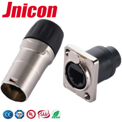 -25°C - 80°C RJ45 कनेक्टर IP44/IP65 Waterproof Signal Panel Mount Connector